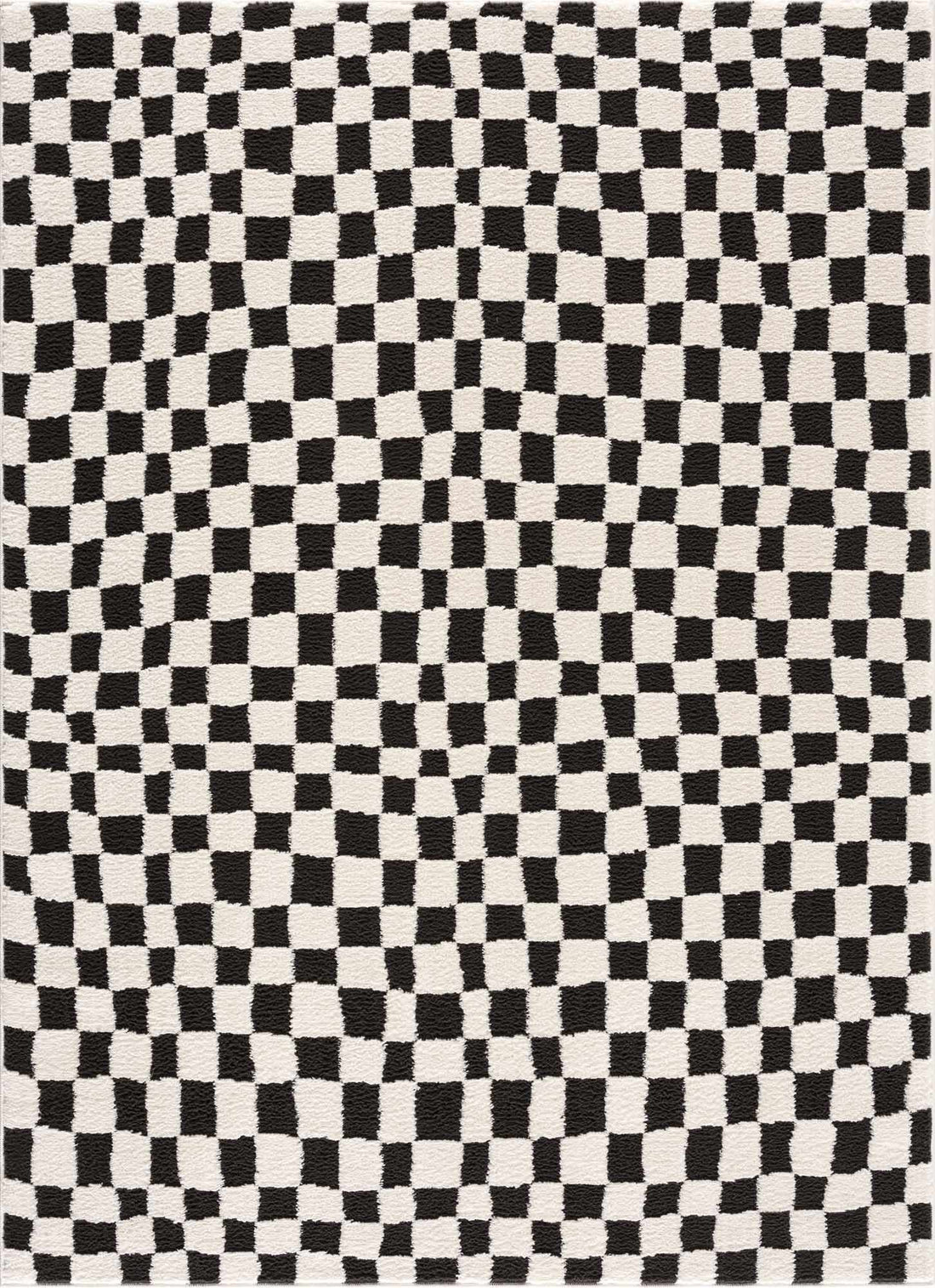 Lajos Black &amp; White Checkered Plush Rug