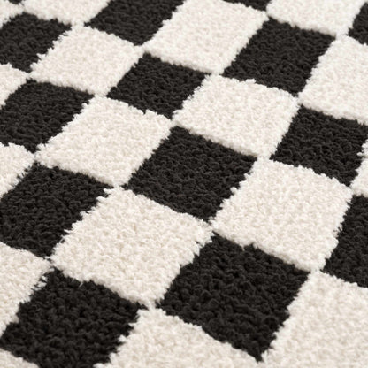 Lajos Black &amp; White Checkered Plush Rug