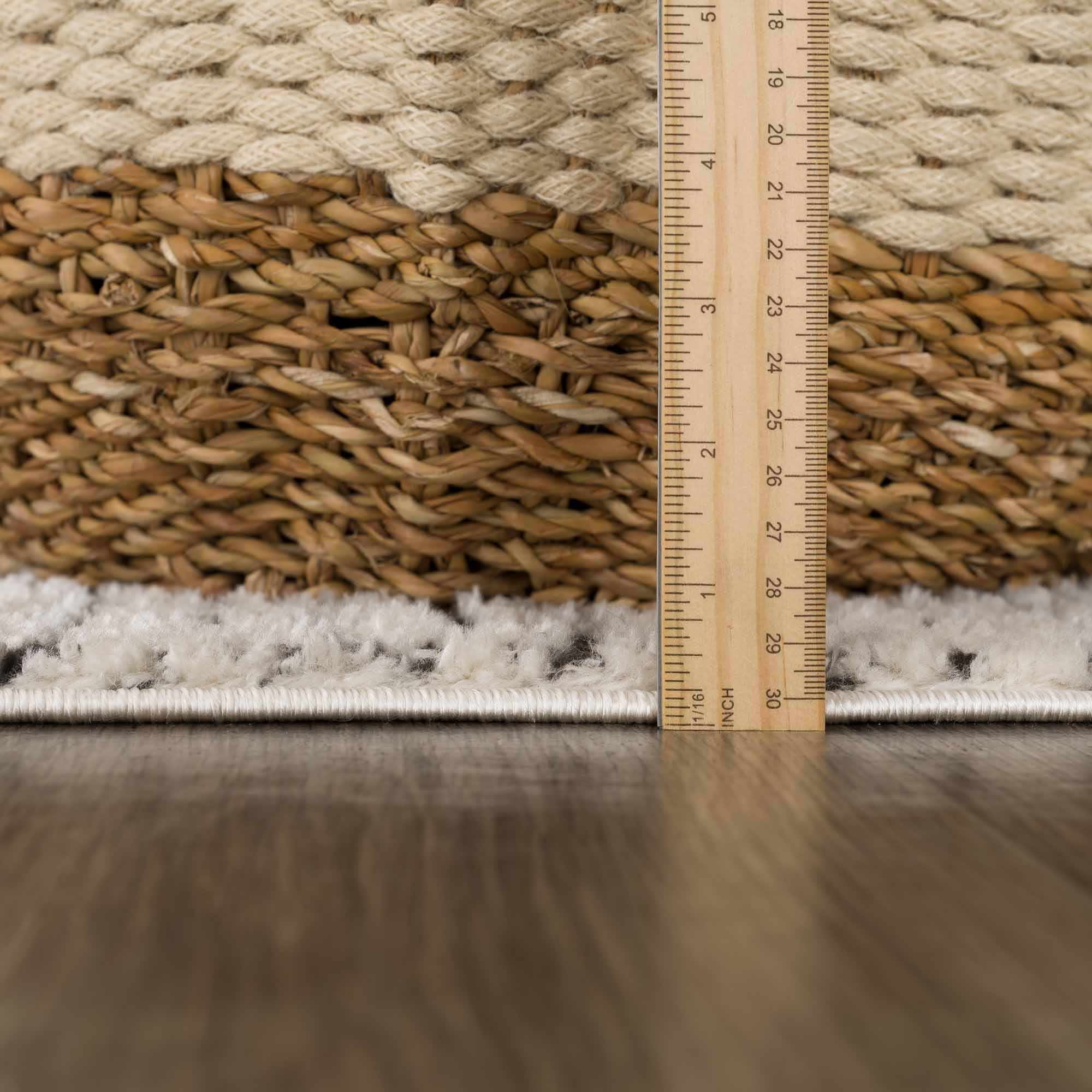 Keita Cream &amp; Black Grid Plush Rug