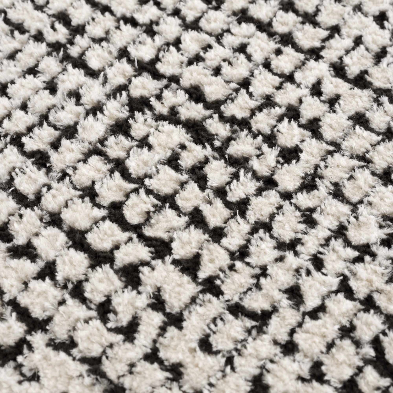Keita Cream &amp; Black Grid Plush Rug