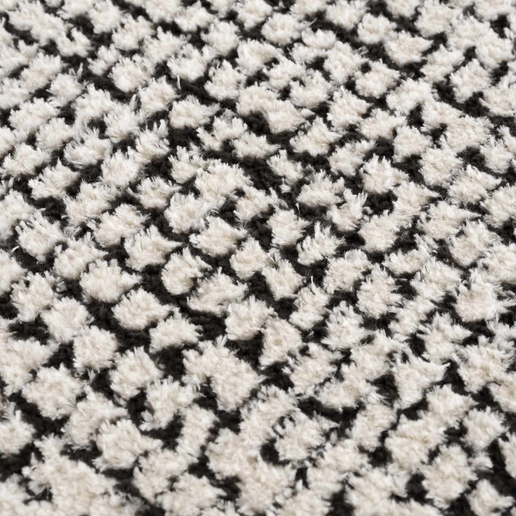 Keita Cream &amp; Black Grid Plush Rug