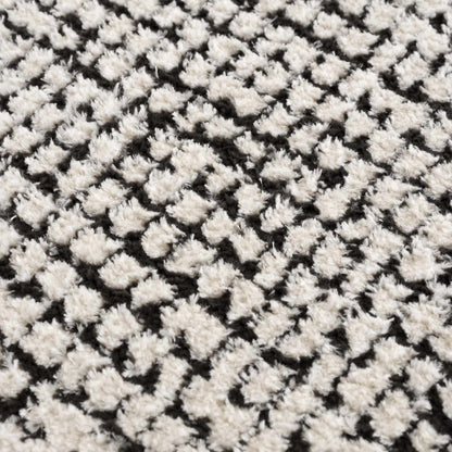 Keita Cream &amp; Black Grid Plush Rug
