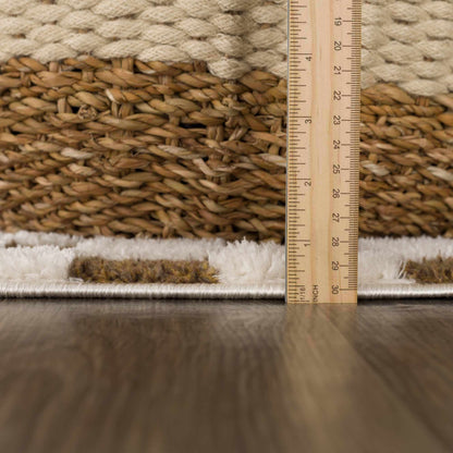 Lajos Brown Checkered Shag Rug