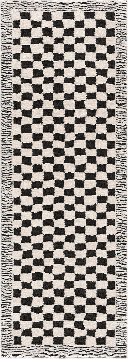 Leryn Black &amp; White Checkered Area Rug