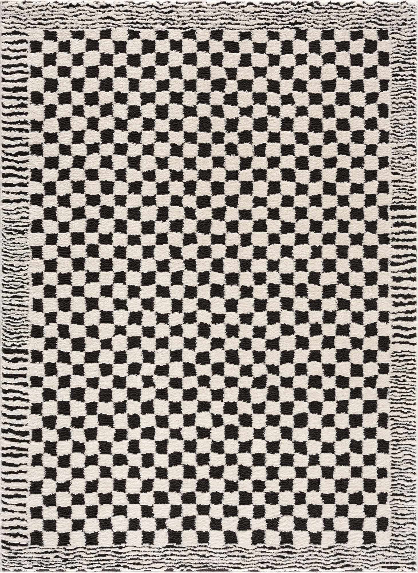 Leryn Black &amp; White Checkered Area Rug