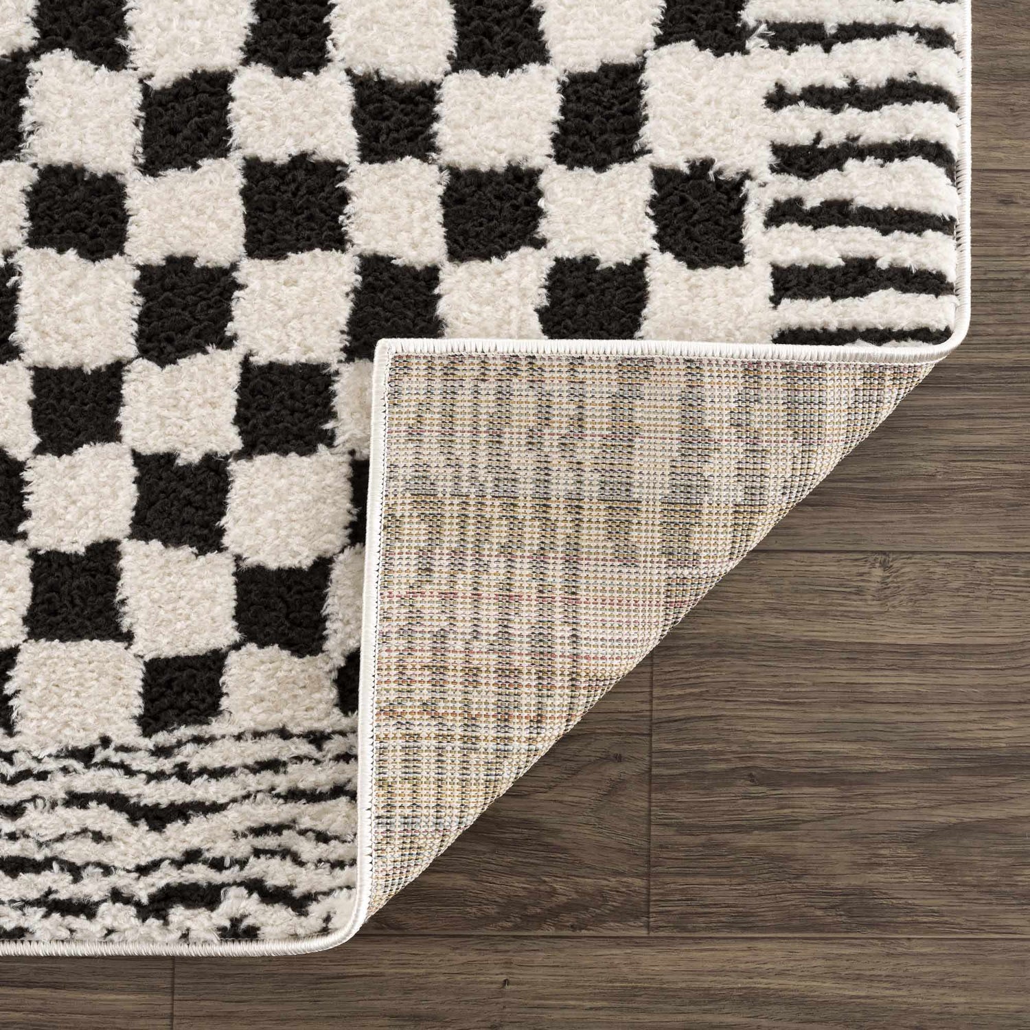 Leryn Black &amp; White Checkered Area Rug