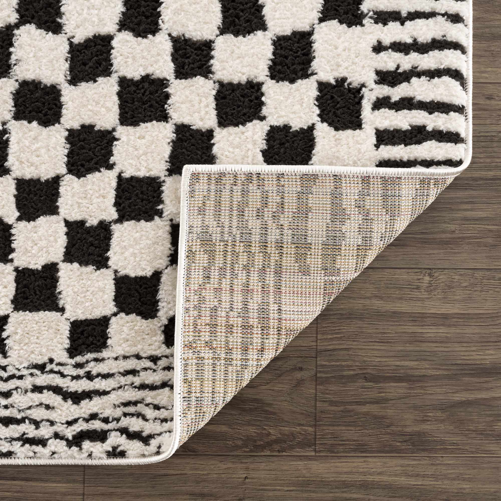 Leryn Black &amp; White Checkered Area Rug