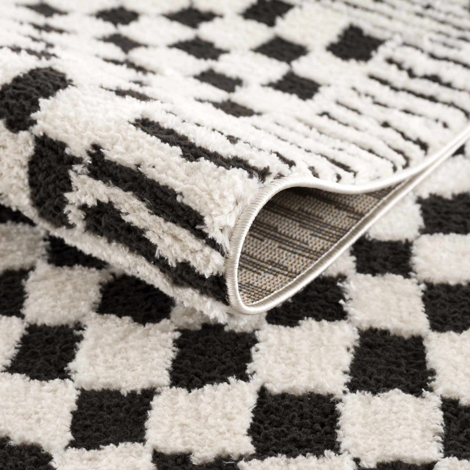 Leryn Black &amp; White Checkered Area Rug