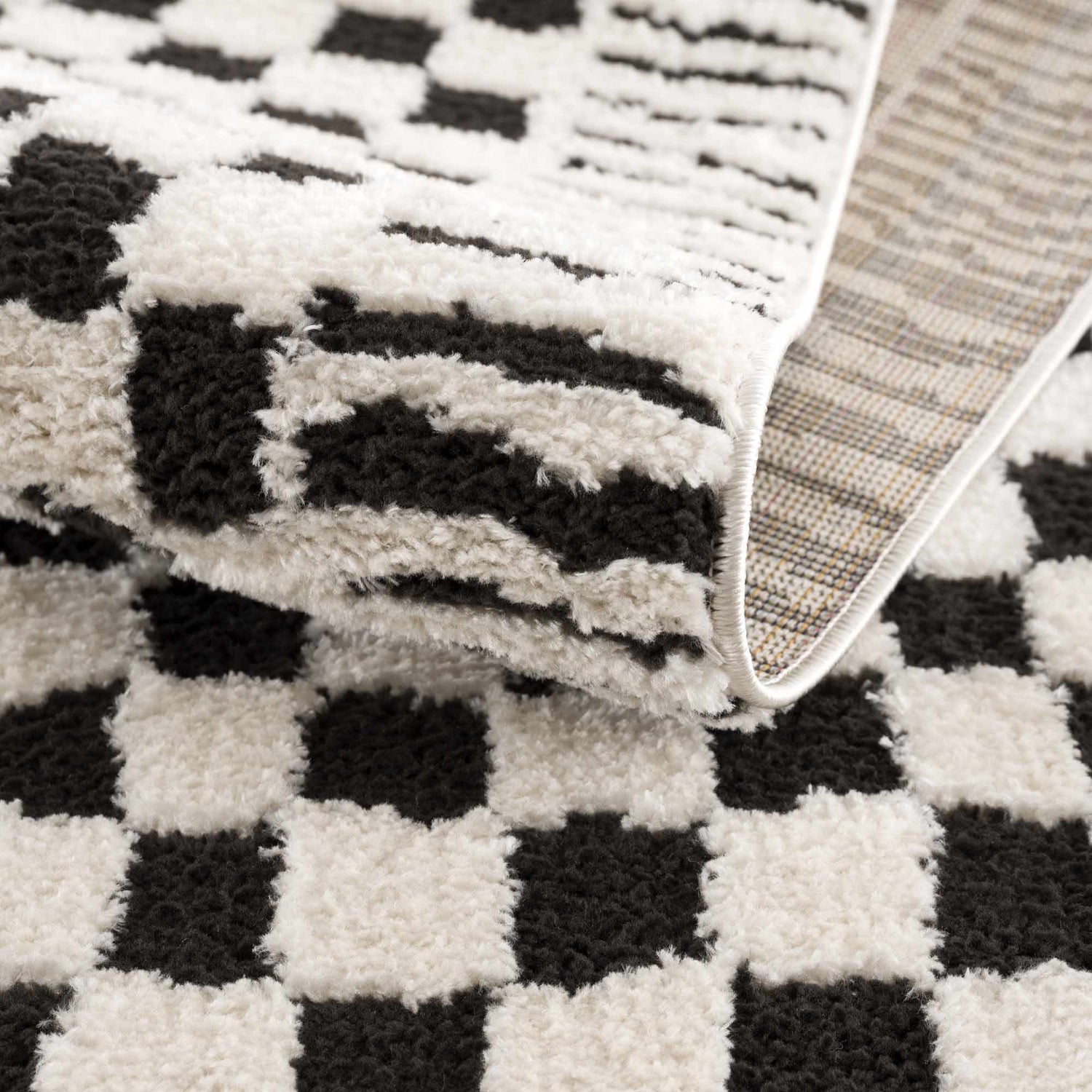 Leryn Black &amp; White Checkered Area Rug