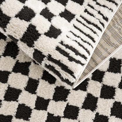 Leryn Black &amp; White Checkered Area Rug