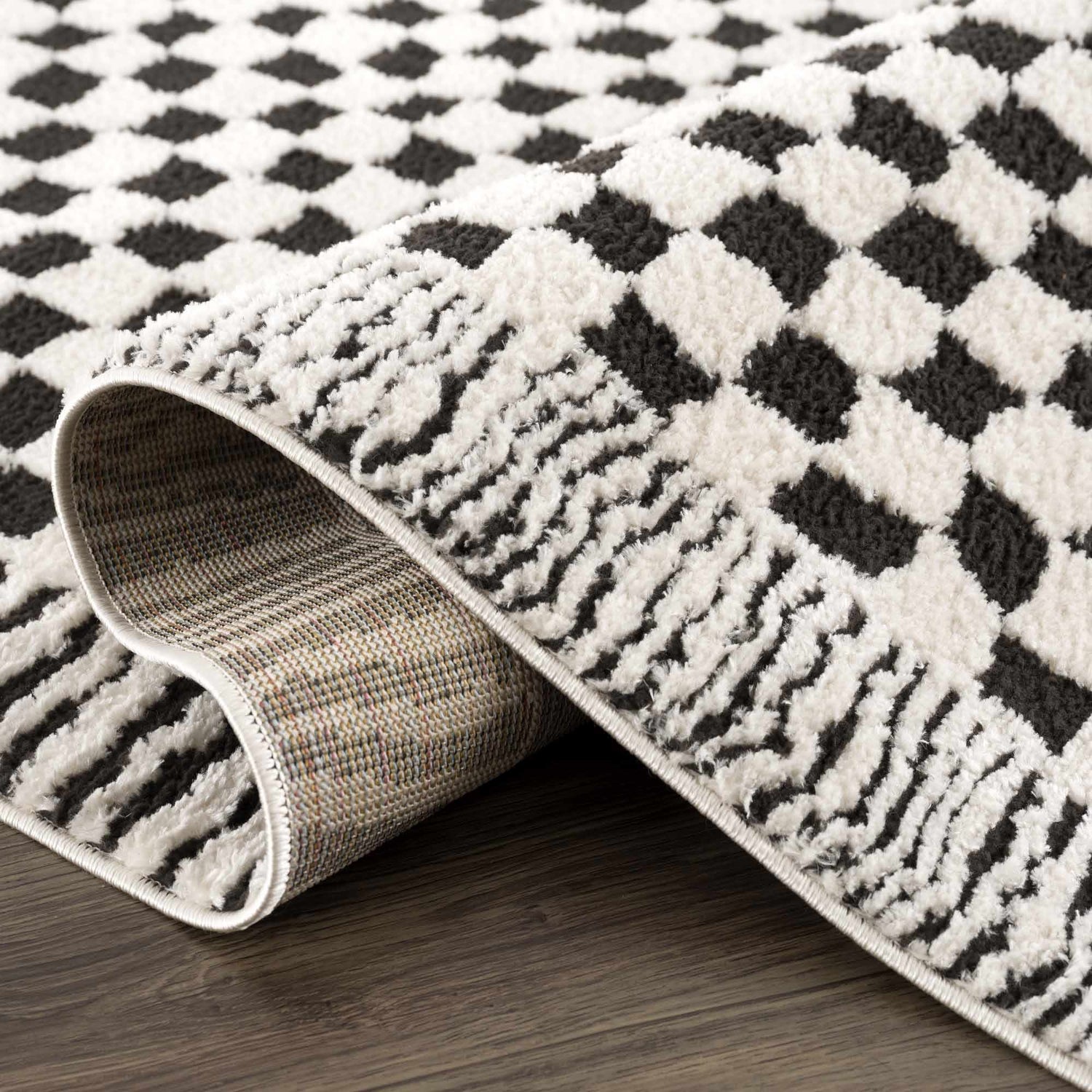 Leryn Black &amp; White Checkered Area Rug