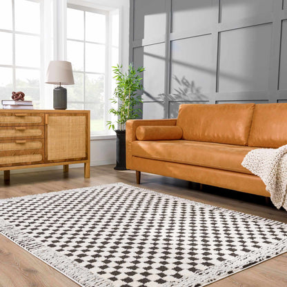 Leryn Black &amp; White Checkered Area Rug