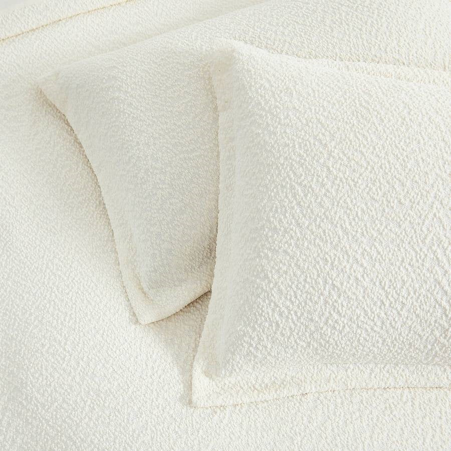 Full/Queen 3-Piece Off White Boucle Duvet Cover Set