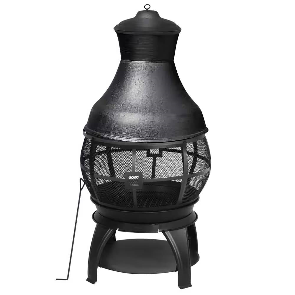 45-inch Black Cast Iron Outdoor Fireplace