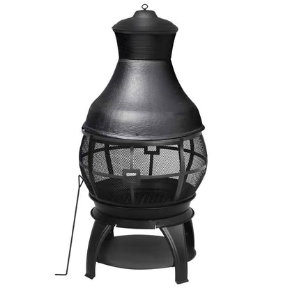 45-inch Black Cast Iron Outdoor Fireplace