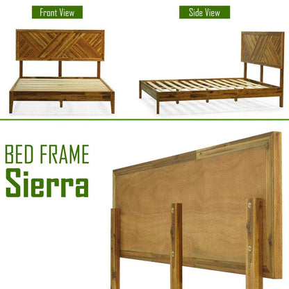 Acacia Sierra Deluxe Solid Wood Bed Frame - in Ebony, Walnut, or Early American