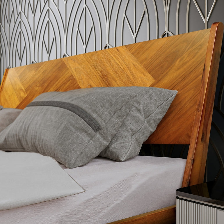 Gazelle Acacia Platform Bed Frame With Headboard - Caramel, Walnut