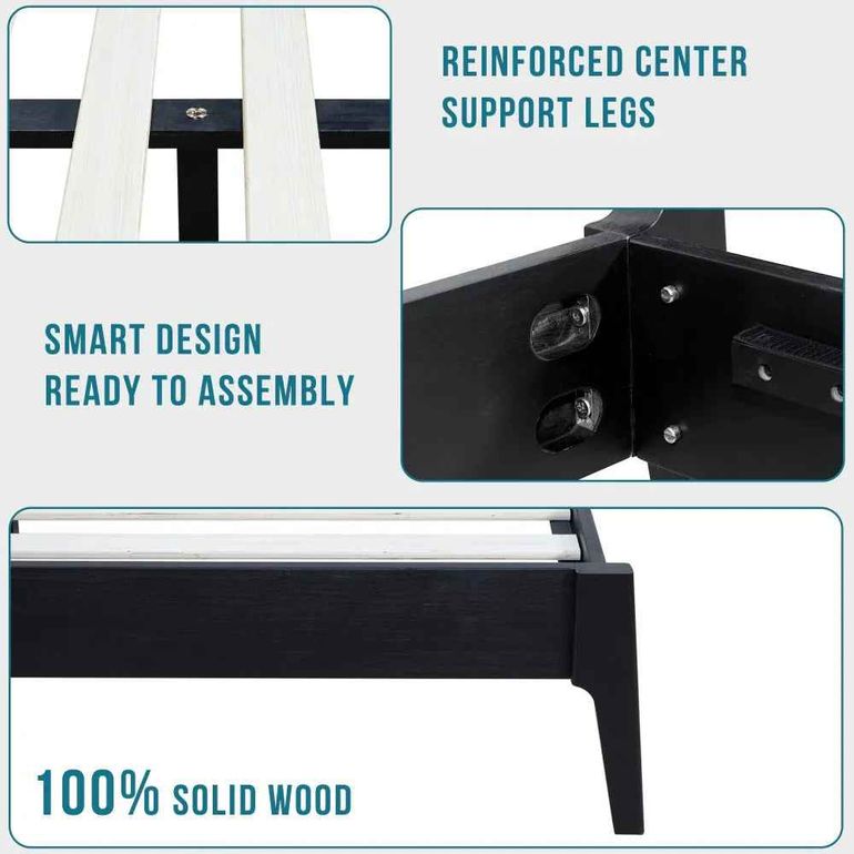 Acacia Callisto Solid Wood Bedframe in Black Ristretto or Walnut Finish