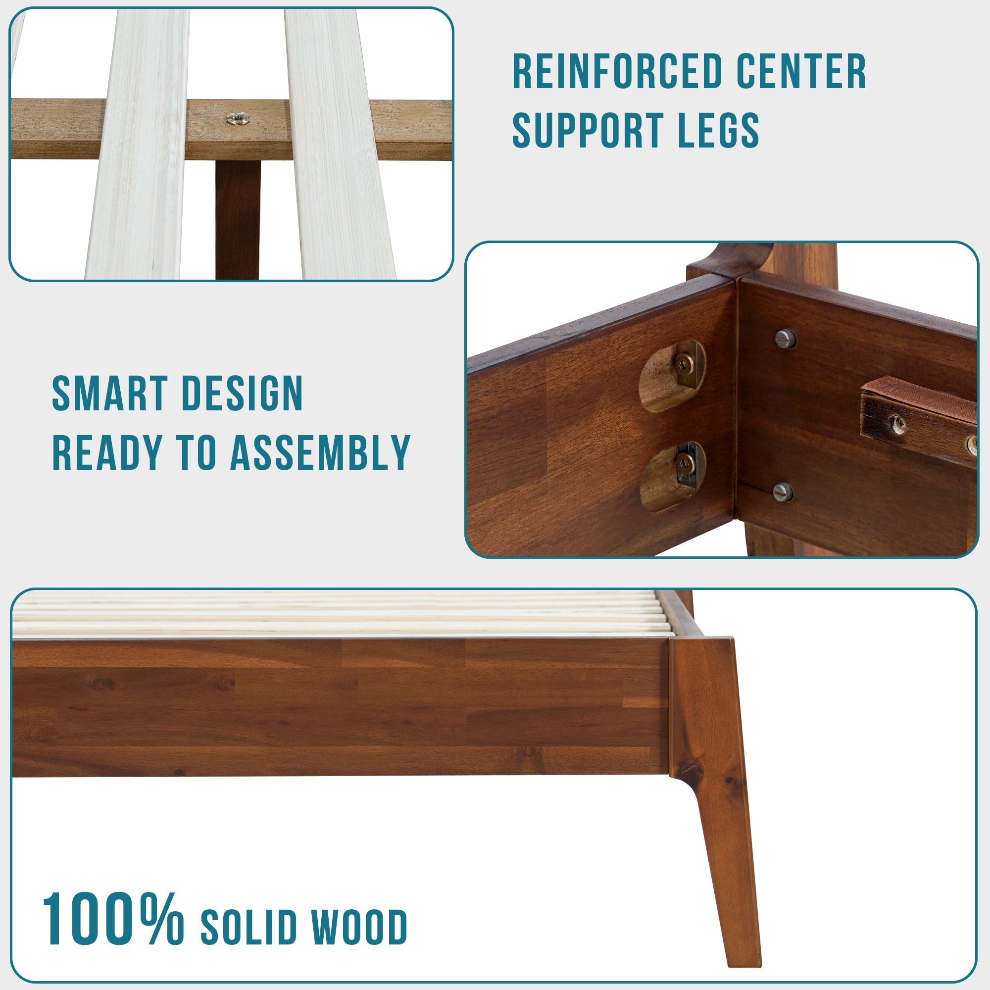 Acacia Callisto Solid Wood Bedframe in Black Ristretto or Walnut Finish