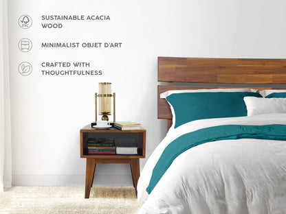 Aurora Acacia Bed Frame &amp; Nightstand Set - 2 Finishes