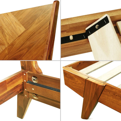 Gazelle Acacia Platform Bed Frame With Headboard - Caramel, Walnut
