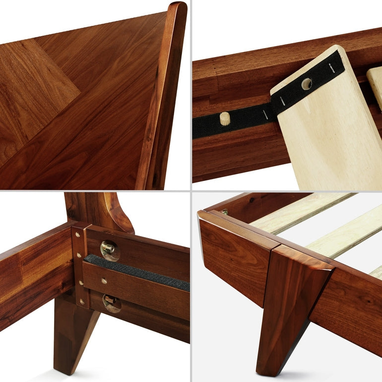 Gazelle Acacia Platform Bed Frame With Headboard - Caramel, Walnut