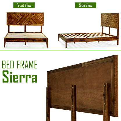 Acacia Sierra Deluxe Solid Wood Bed Frame - in Ebony, Walnut, or Early American