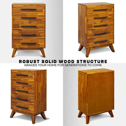Acacia Linea Solid Wood Dresser in Caramel or Walnut