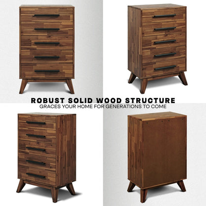 Acacia Linea Solid Wood Dresser in Caramel or Walnut