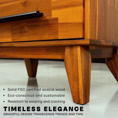 Acacia Linea Solid Wood Dresser in Caramel or Walnut
