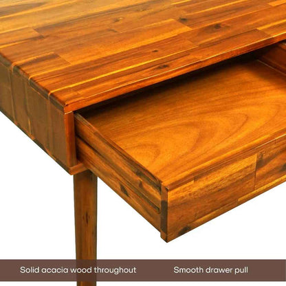 Acacia Lagom 48" Solid Wood Work Desk with Drawers In Multiple Finishes