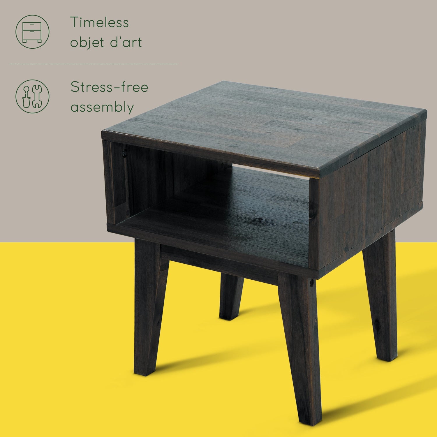 Serena Solid Acacia Wood Nightstand - 6 Colors