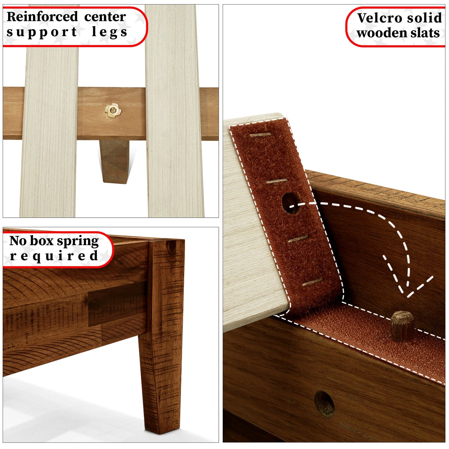 Acacia Sierra Deluxe Solid Wood Bed Frame - in Ebony, Walnut, or Early American