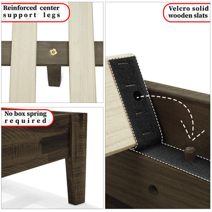 Acacia Sierra Deluxe Solid Wood Bed Frame - in Ebony, Walnut, or Early American