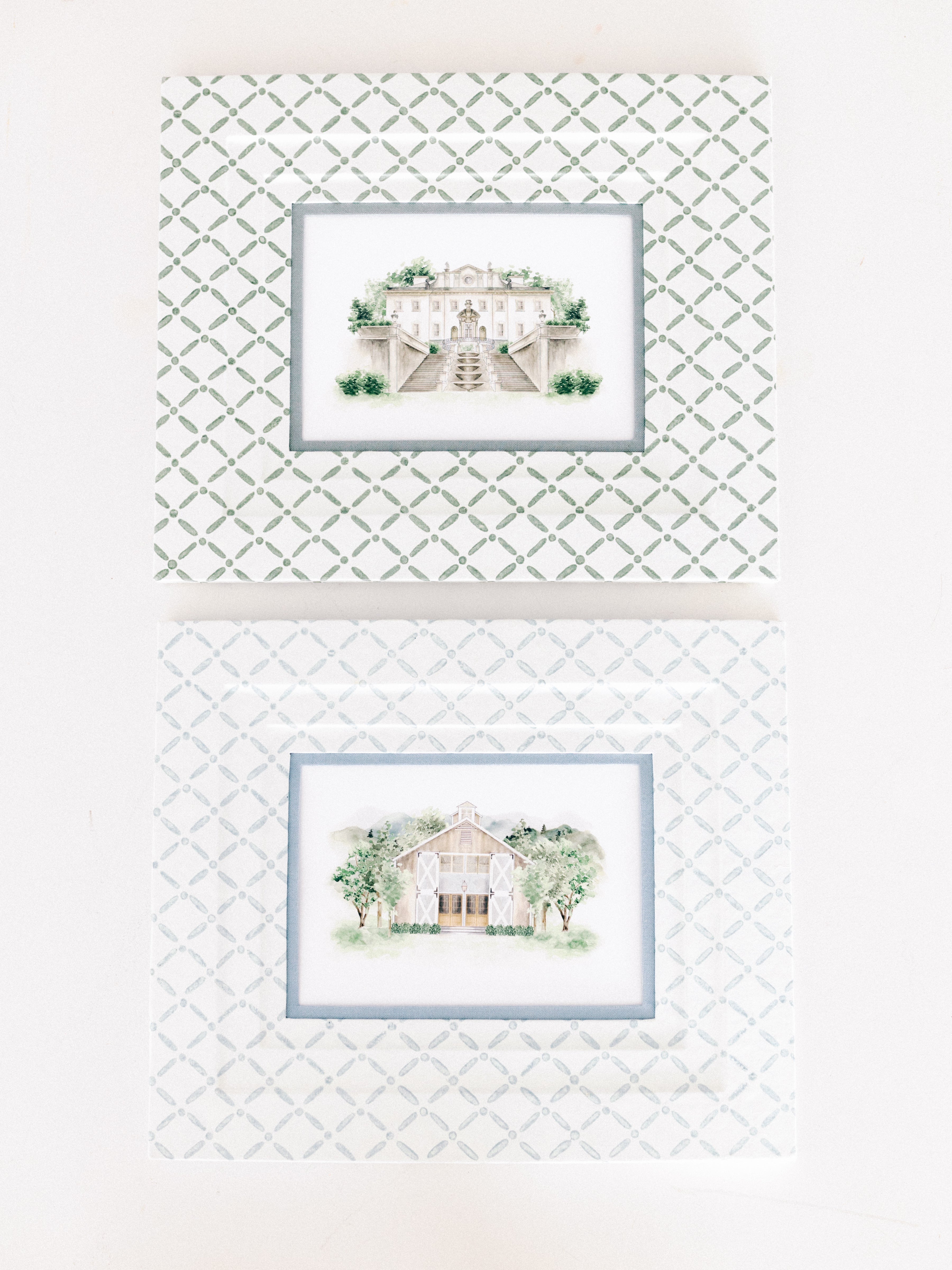 Block Printed Picture Frame – Croix Green - 5x7