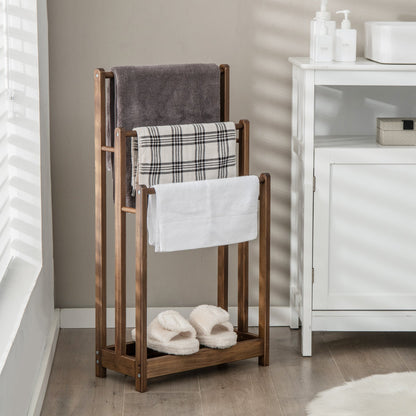 Freestanding Towel Rack in Rustic Brown