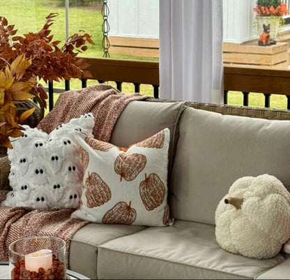 White Pumpkin Pillow Cover
