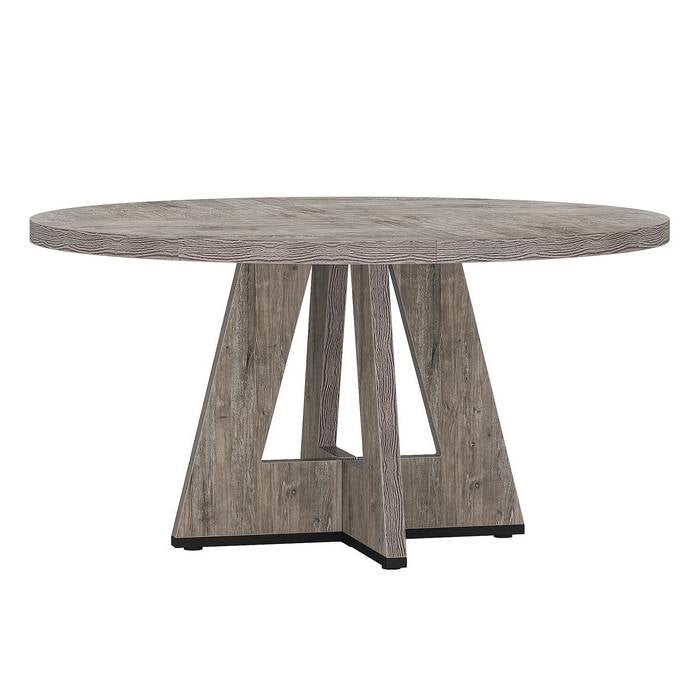 Modern Farmhouse Round Dining Table in Grey Wood Finish