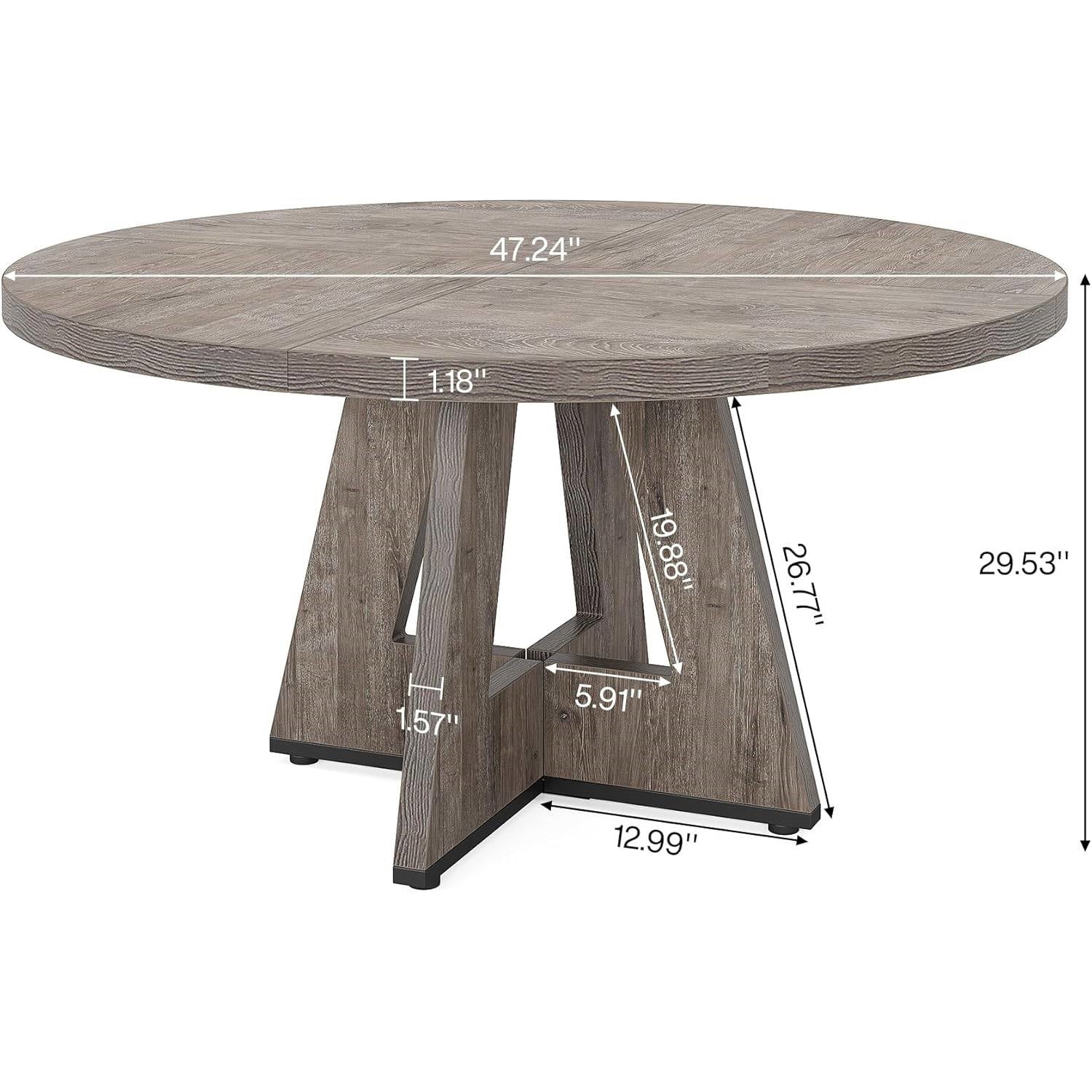 Modern Farmhouse Round Dining Table in Grey Wood Finish