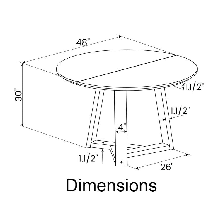 48 Inch Round Solid Wood Scandinavian Dining Table in Blonde
