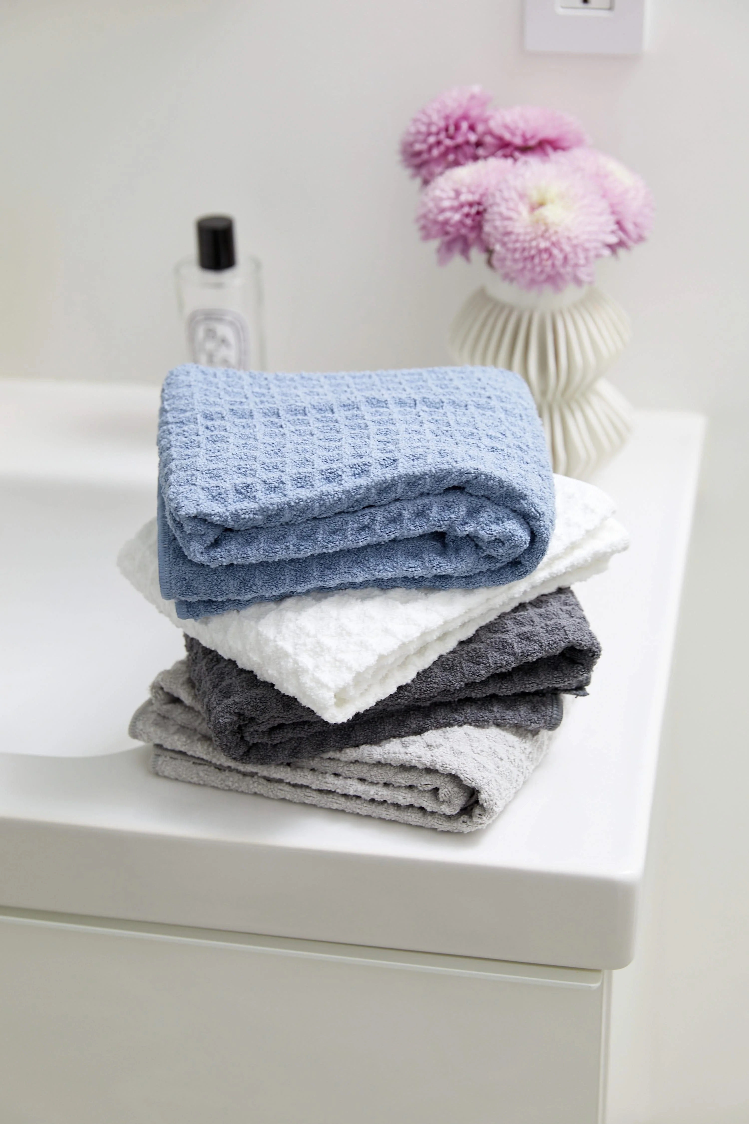 Cloud Waffle Bath Towels in White