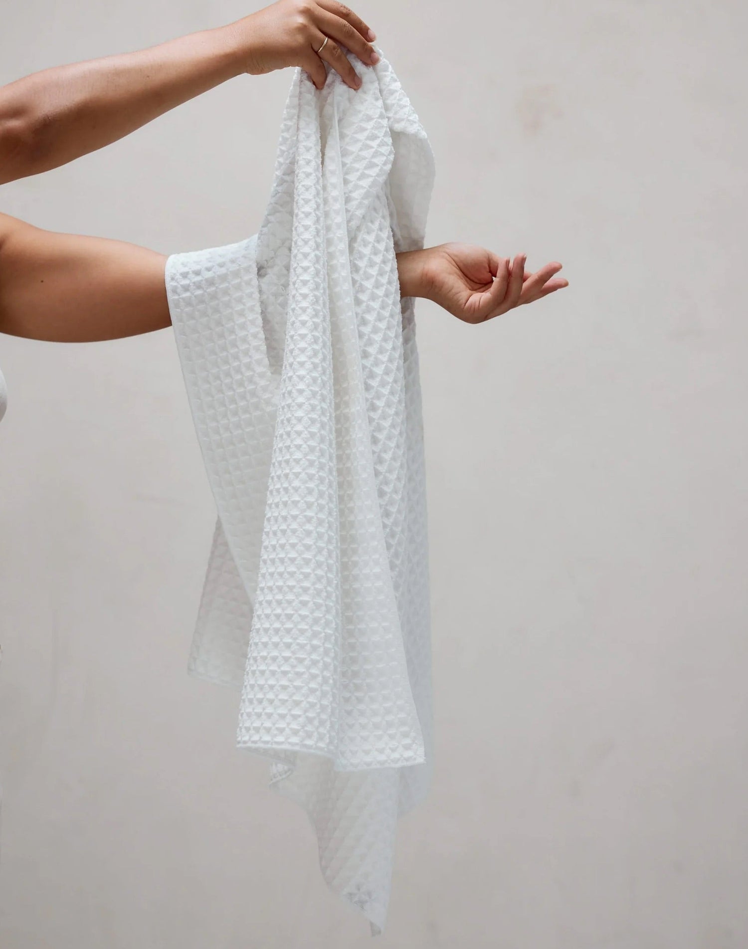 Cloud Waffle Bath Towels in White