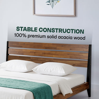 Emery Solid Acacia Wood Bed Frame - Multiple Finishes