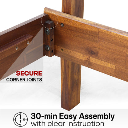 Aurora Acacia Solid Wood Bed Frame - Mocha, Walnut, Caramel, Chocolate