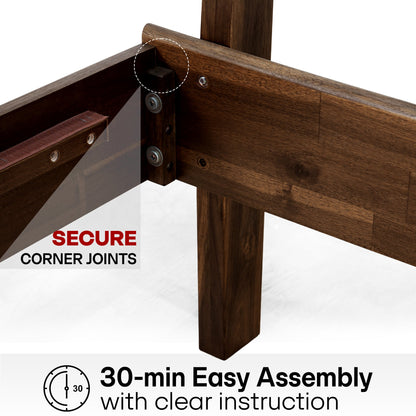 Aurora Acacia Solid Wood Bed Frame - Mocha, Walnut, Caramel, Chocolate