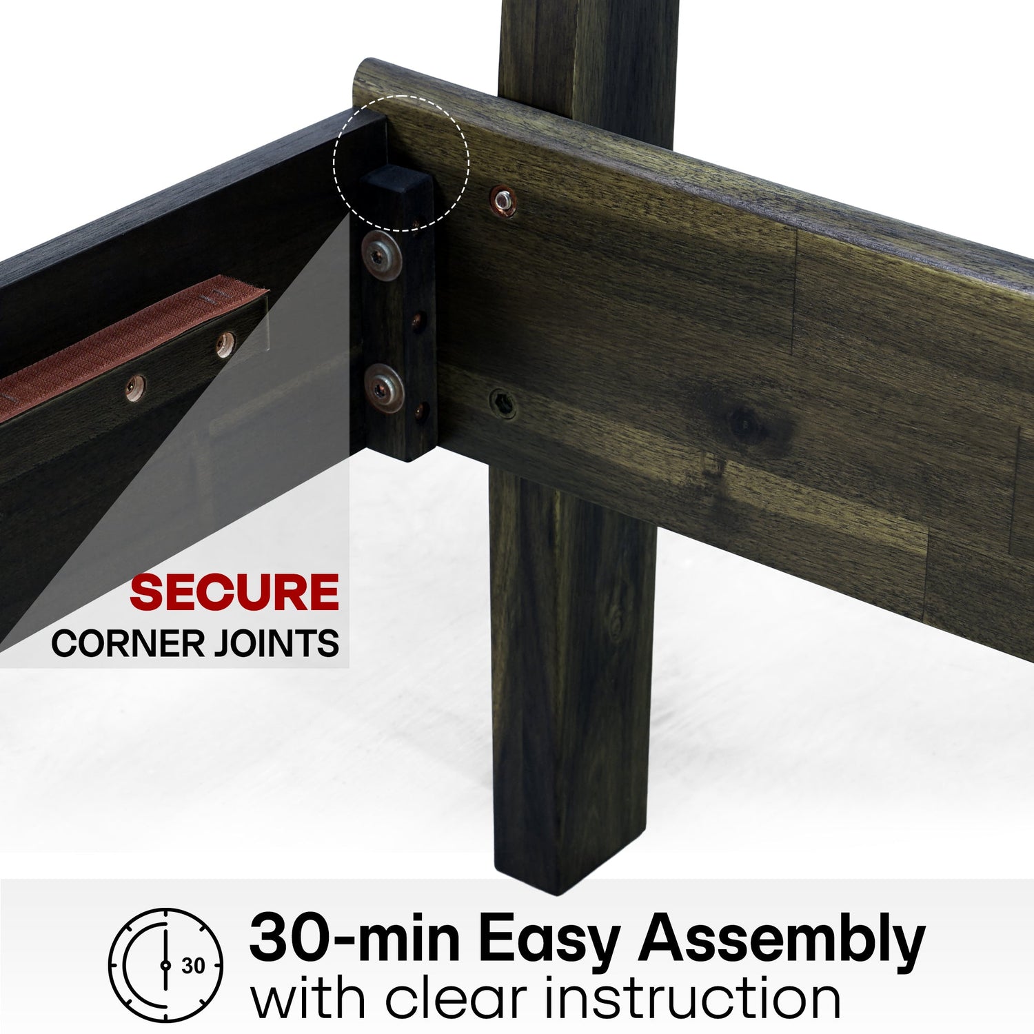 Aurora Acacia Solid Wood Bed Frame - Mocha, Walnut, Caramel, Chocolate