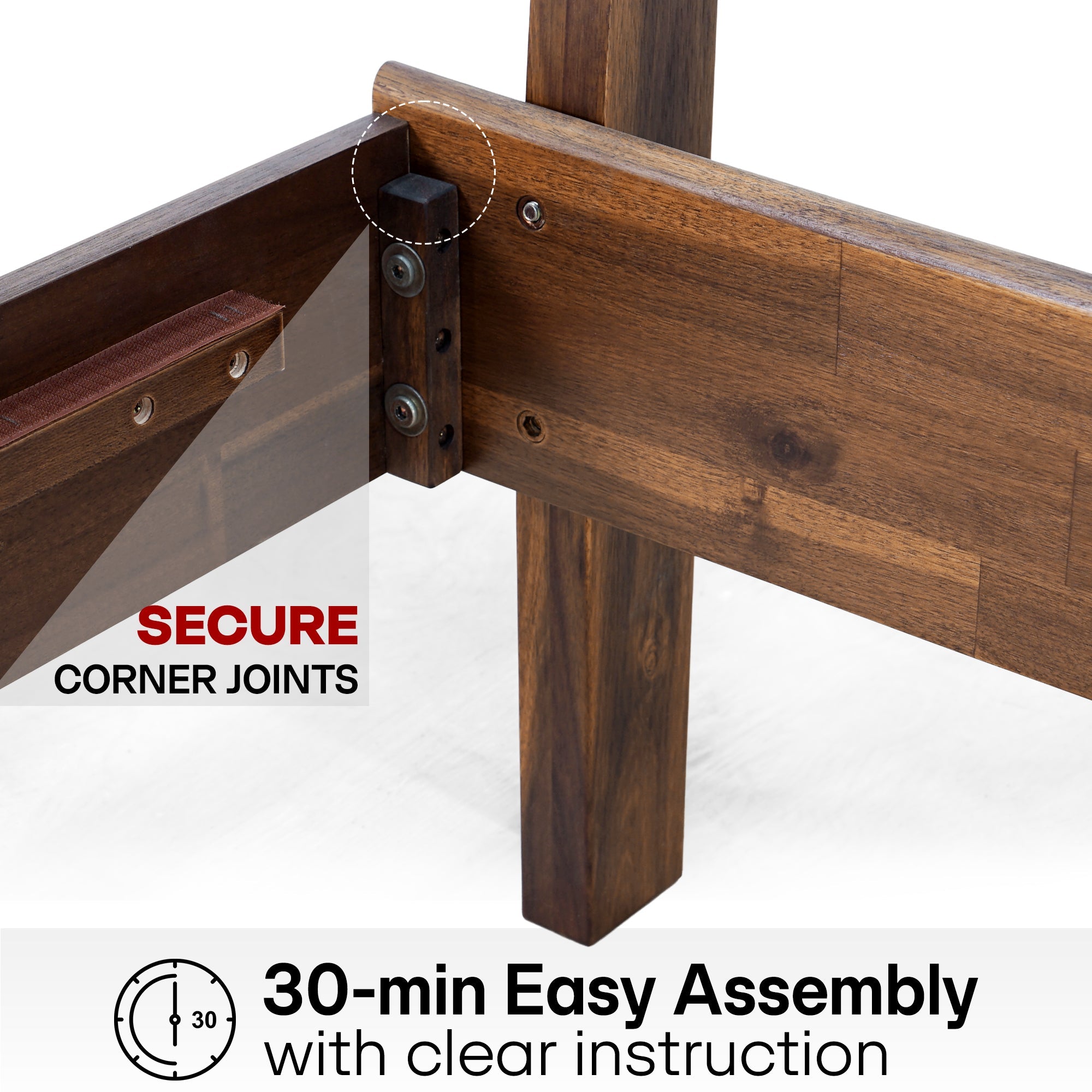 Aurora Acacia Solid Wood Bed Frame - Mocha, Walnut, Caramel, Chocolate