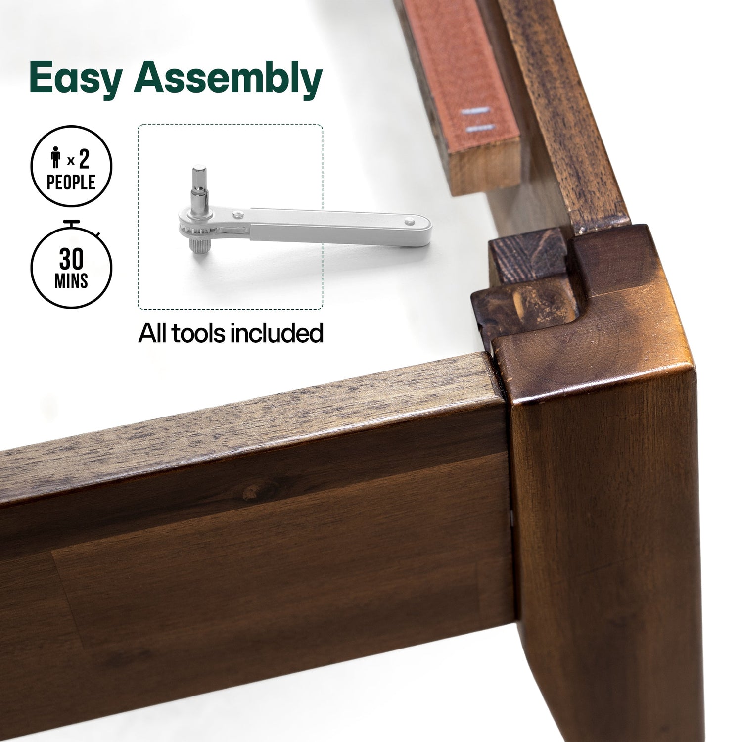 Emery Solid Acacia Wood Bed Frame - Multiple Finishes