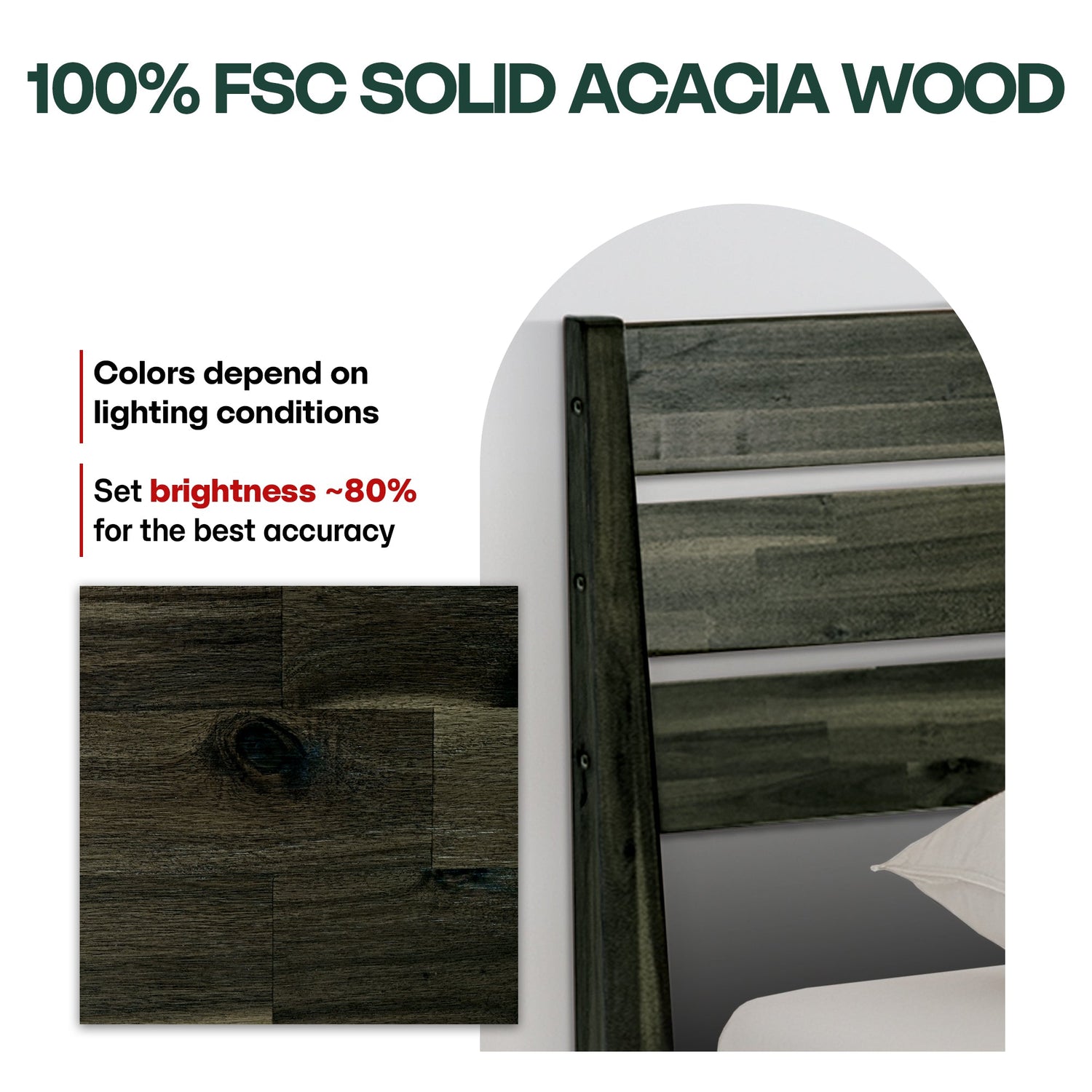 Emery Solid Acacia Wood Bed Frame - Multiple Finishes