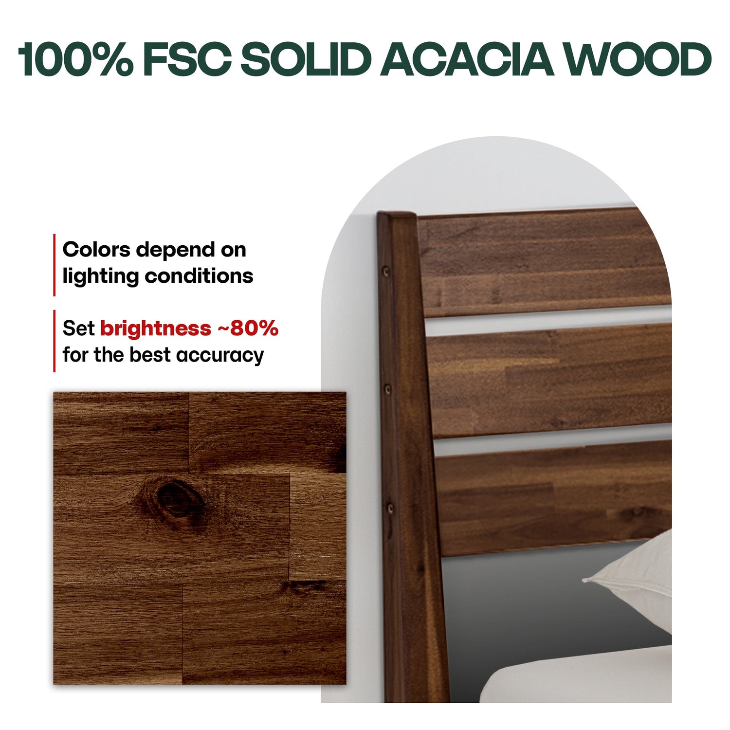 Emery Solid Acacia Wood Bed Frame - Multiple Finishes